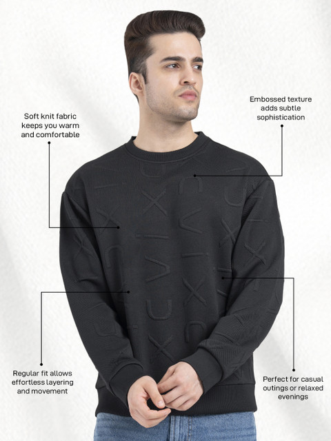 RED TAPE Full Sleeve Self Design Men Sweatshirt - Buy RED TAPE