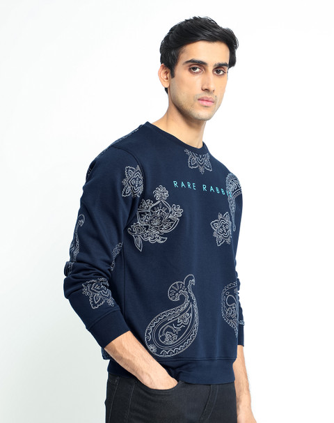 Rare Rabbit Sweater Full Print Rare Rabbit Grey Regular Fit Print