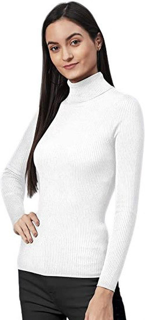 Rzlecort Solid Women High Neck White T-Shirt - Buy Rzlecort Solid