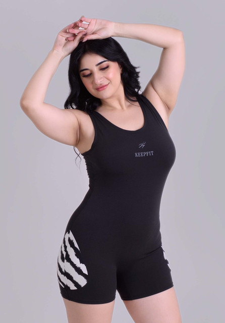 Keepfit Keepfit Women black and white colourblocked legsuit Self