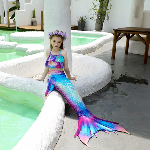 STHIRA Girls Mermaid Tail Swimming Suit Set, Cute Swimsuit for