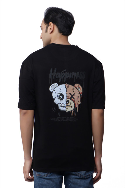 WILD ELEPHANT Printed Men Round Neck Black T-Shirt - Buy WILD