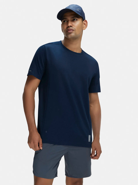 JOCKEY Solid Men Round Neck Navy Blue T-Shirt