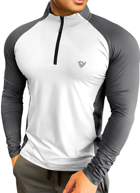 EyeBogler Colorblock Men High Neck Grey, White T-Shirt Buy