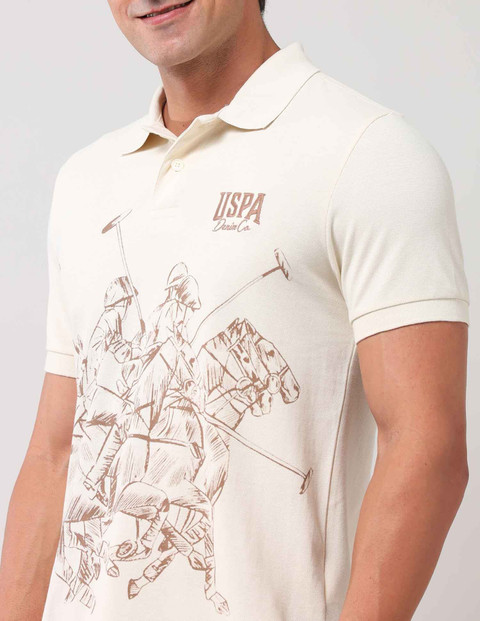 POLO Graphic Print Men Polo Neck Beige T-Shirt Buy