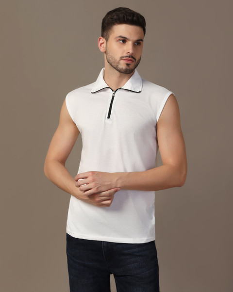 BEYOU FASHION Printed Men Polo Neck Grey T-Shirt