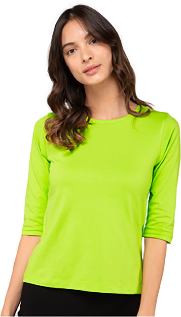 Smart Colors Solid Women Round Neck Light Green T-Shirt Buy