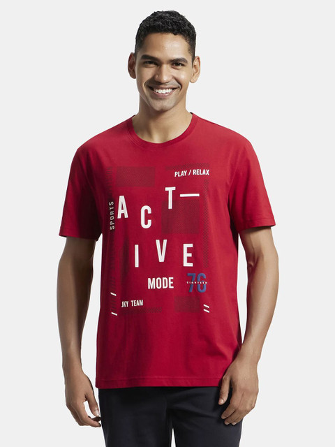JOCKEY Graphic Print Men Round Neck Red T-Shirt Buy JOCKEY