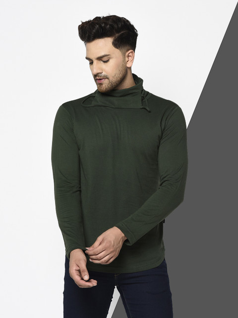 METRONAUT Solid Men Turtle Neck Dark Green T-Shirt Buy METRONAUT