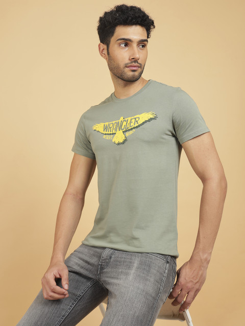 Wrangler Printed Men Round Neck Green T-Shirt