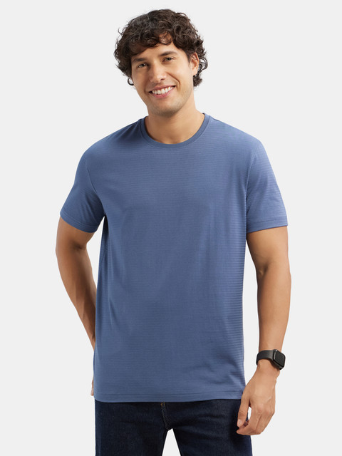 JOCKEY Solid Men Round Neck Blue T-Shirt Buy JOCKEY Solid Men