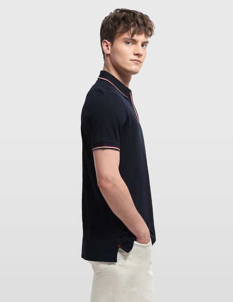 Arrow Sport Solid Men Polo Neck Blue T-Shirt - Buy Arrow Sport