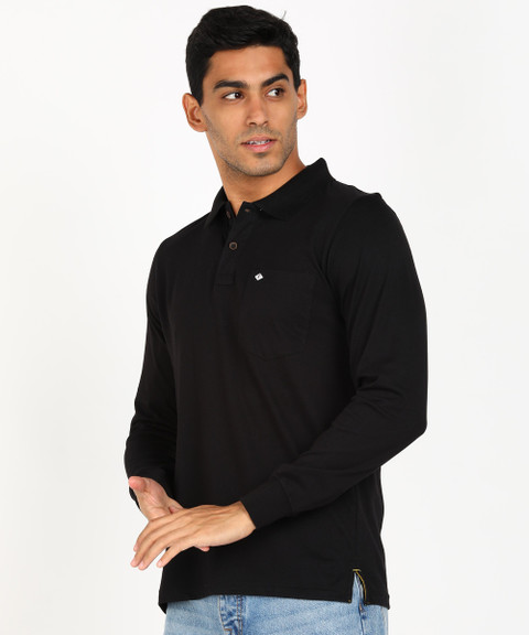 Fort Collins Solid Men Polo Neck Black T-Shirt Buy Fort Collins
