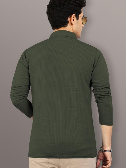 VeBNoR Men Self Design Polo Neck Polyester Green T-Shirt - Image 6
