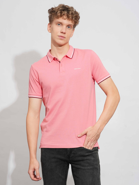 BEING HUMAN Striped Men Polo Neck Pink T-Shirt Buy BEING HUMAN