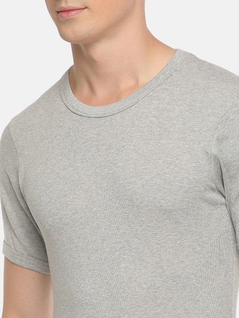 Macroman M-Series Solid Men Round Neck Grey T-Shirt