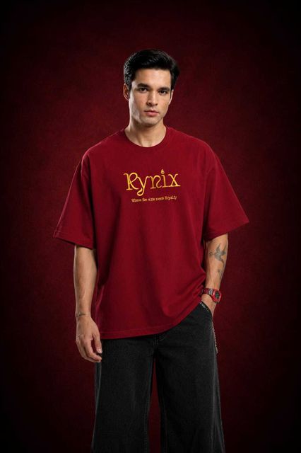 RYNIX Men Typography Round Neck Pure Cotton Maroon T-Shirt - Image 6