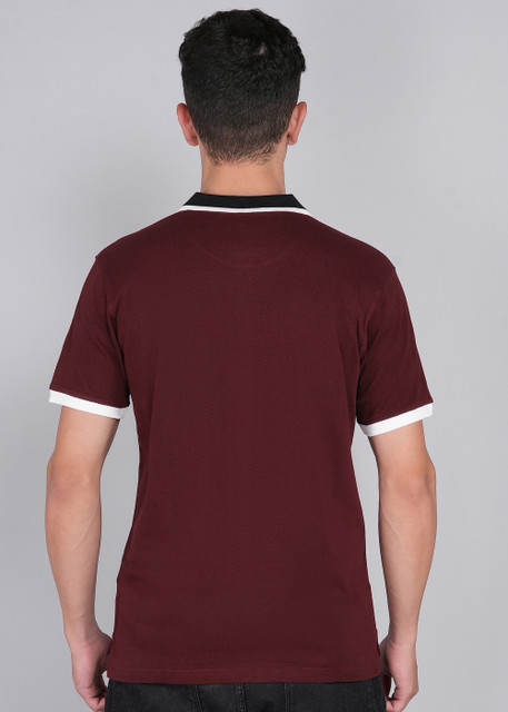 WROGN Solid Men Polo Neck Maroon T-Shirt Buy WROGN Solid Men