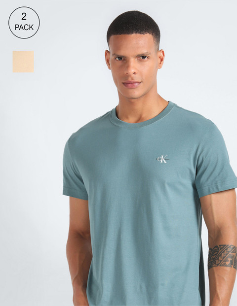 Calvin Klein Jeans Solid Men Crew Neck Blue T-Shirt