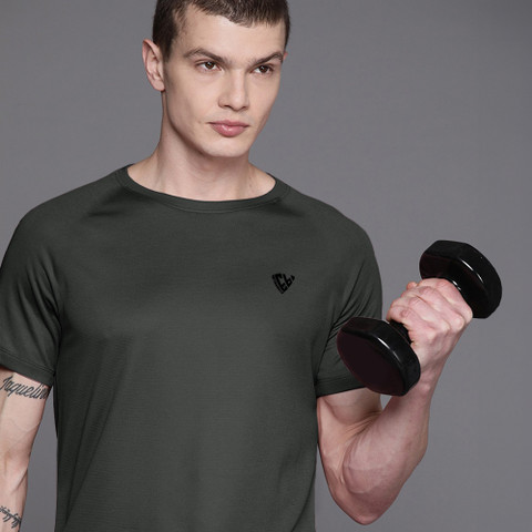 EyeBogler Solid Men Round Neck Grey T-Shirt