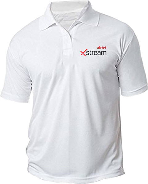 PrintHolic Solid Men Polo Neck White T-Shirt