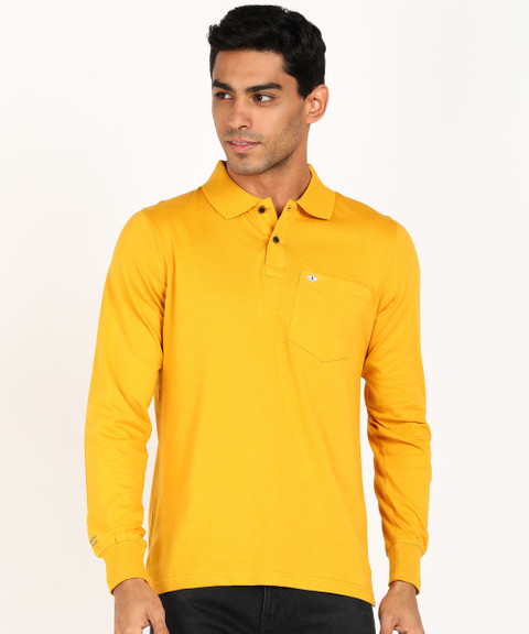 Fort Collins Solid Men Polo Neck Yellow T-Shirt Buy Fort Collins