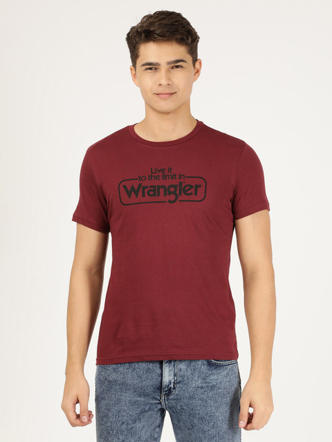 Wrangler Printed Men Round Neck Maroon T-Shirt Buy Wrangler