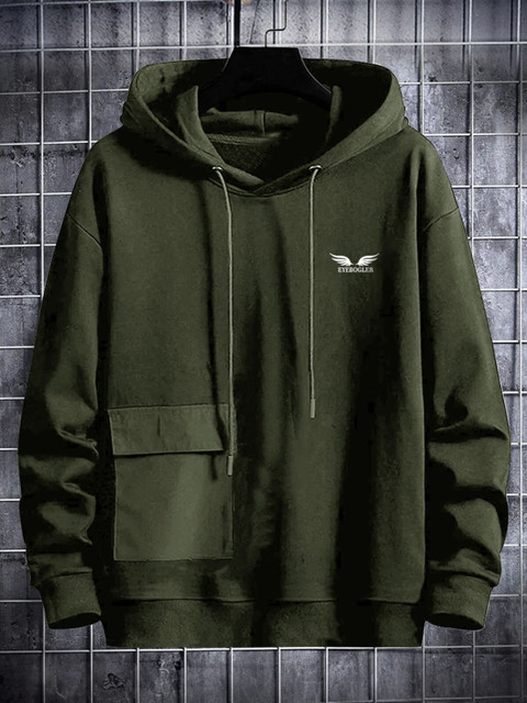 EyeBogler Printed Men Hooded Neck Dark Green T-Shirt Buy