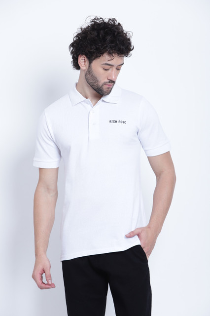 RICH POLO Solid Men Polo Neck White T-Shirt Buy RICH POLO Solid