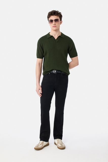 Snitch Men Solid Polo Neck Pure Cotton Green T-Shirt - Image 6