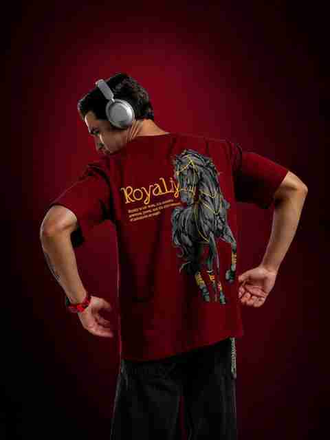 RYNIX Men Typography Round Neck Pure Cotton Maroon T-Shirt - Image 5