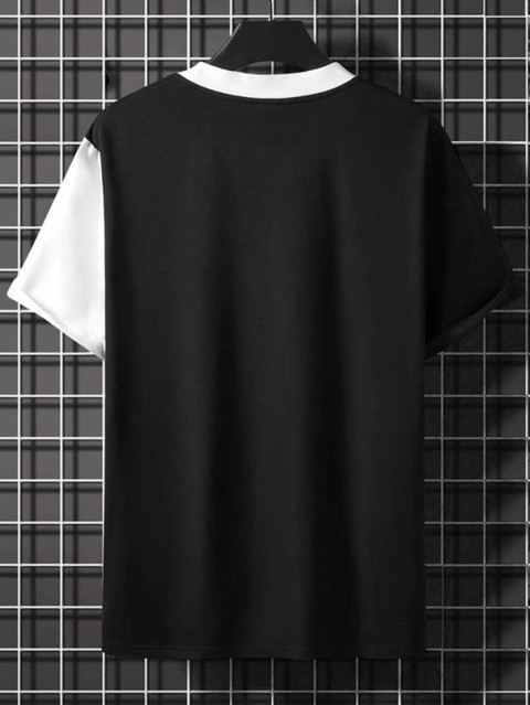 rotaqo Colorblock Men Round Neck White, Black T-Shirt - Buy rotaqo