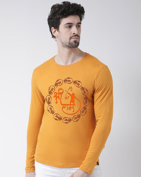 MOON IN Printed Men Round Neck Yellow T-Shirt