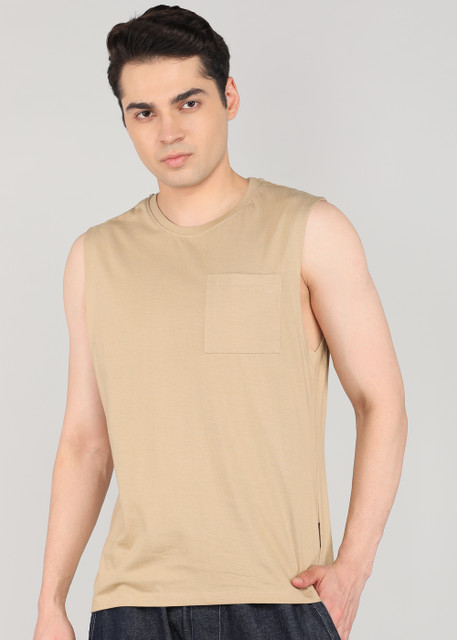 Roadster Solid Men Round Neck Beige T-Shirt Buy Roadster Solid