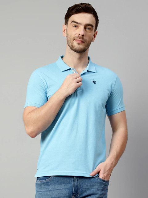 CANTABIL Solid Men Polo Neck Blue T-Shirt Buy CANTABIL Solid Men