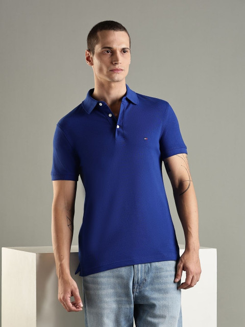 TOMMY HILFIGER Solid Men Polo Neck Blue T-Shirt
