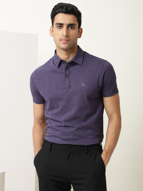 RARE RABBIT Solid Men Polo Neck Purple T-Shirt Buy RARE RABBIT
