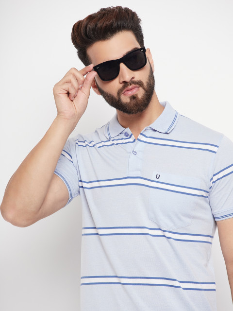UNNIBERRY Striped Men Polo Neck Blue T-Shirt Buy UNNIBERRY