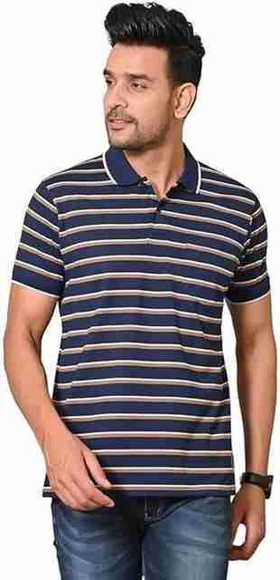 Xbbdb fashions Striped Men Polo Neck Blue T-Shirt - Buy Xbbdb