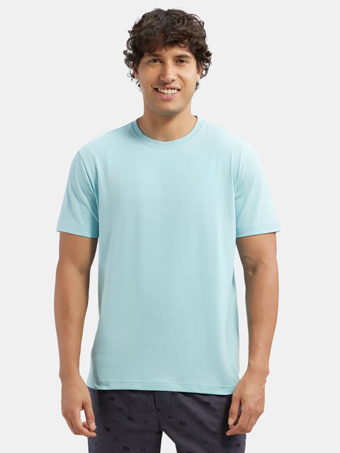 JOCKEY Solid Men Round Neck Blue T-Shirt