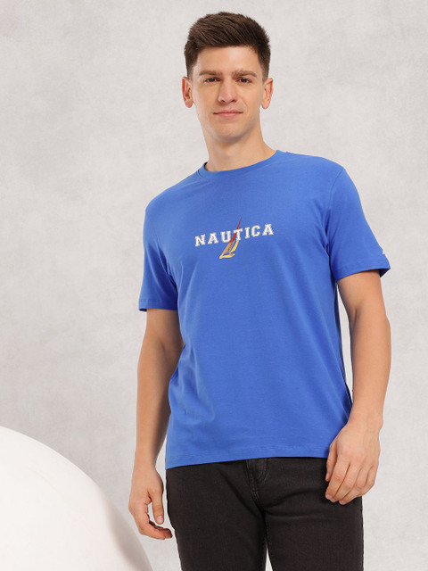 NAUTICA Printed Men Round Neck Blue T-Shirt Buy NAUTICA Printed