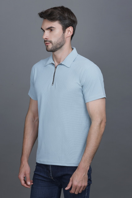 SANE ORIGINALS Solid Men Polo Neck Dark Blue T-Shirt - Buy SANE