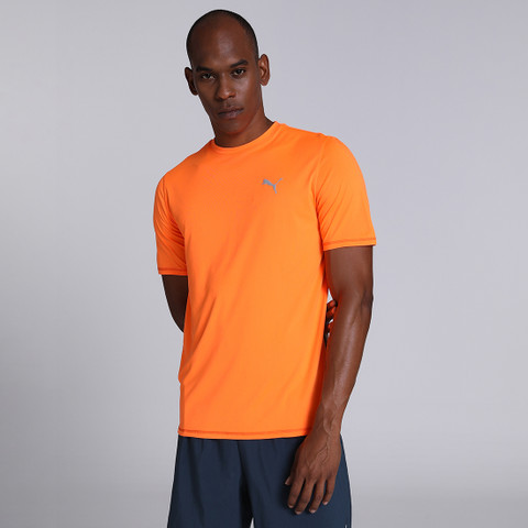 PUMA Solid Men Round Neck Orange T-Shirt