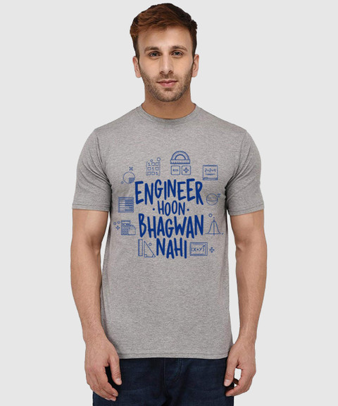 Aseria Printed, Graphic Print, Typography Men Round Neck Grey T-Shirt