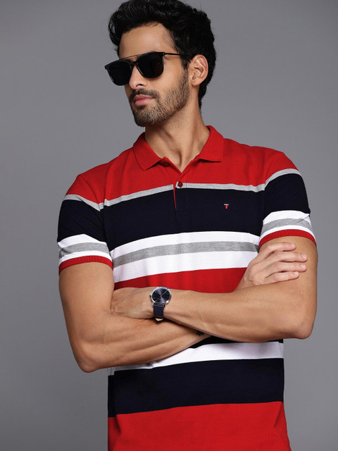 LOUIS PHILIPPE Striped Men Stylised Neck Multicolor T-Shirt Buy