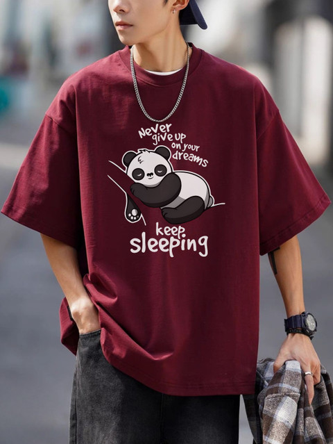 Cool Plus Printed Men Round Neck Maroon T-Shirt
