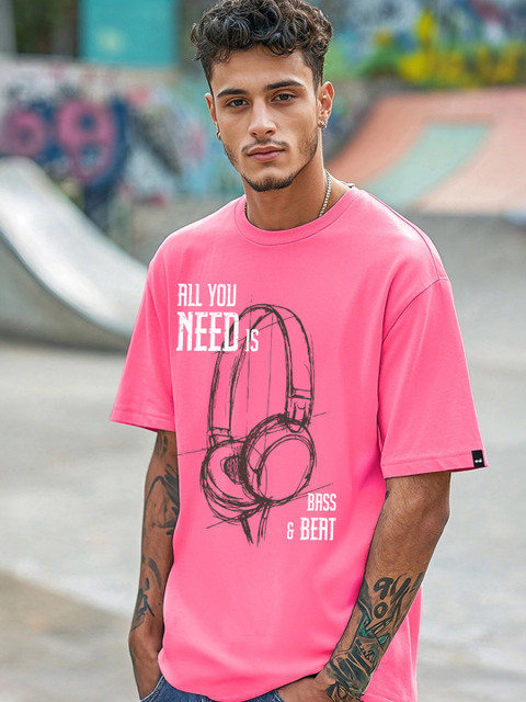 BEWAKOOF Printed Men Round Neck Pink T-Shirt Buy BEWAKOOF