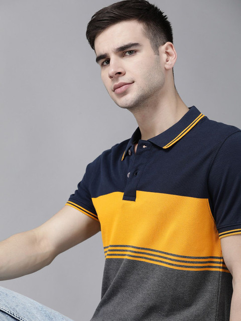 Roadster Colorblock Men Polo Neck Black T-Shirt Buy Roadster