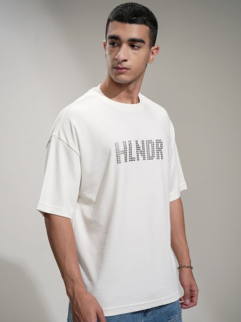 HIGHLANDER Self Design Men Round Neck White T-Shirt - Buy