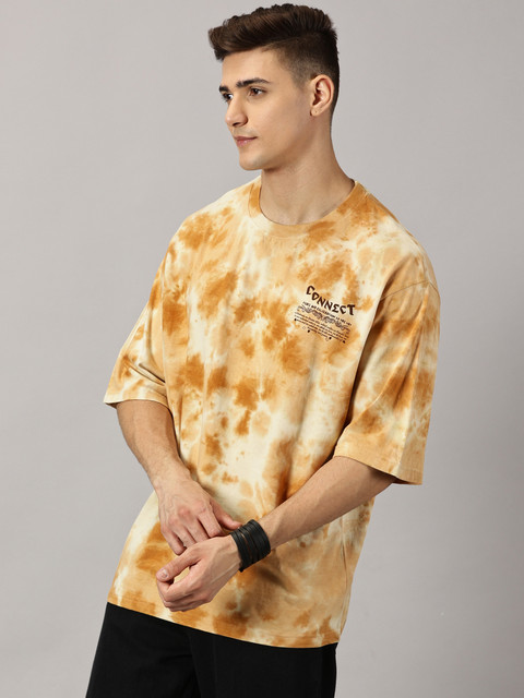 THE HOLLANDER Tie Dye Men Crew Neck Brown T-Shirt